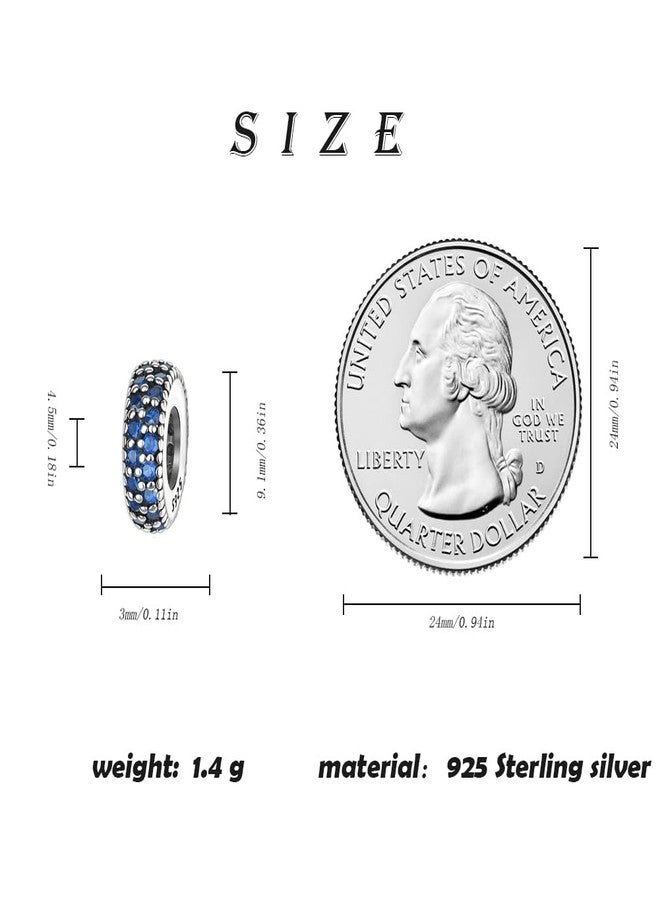 ARTCHARM 2pc Clip Spacer Charm Bracelets for Women 925 Sterling Silver Blue White Crystal Spacer Stopper Charm Bead for Bracelet (Dark Blue) - Image 3